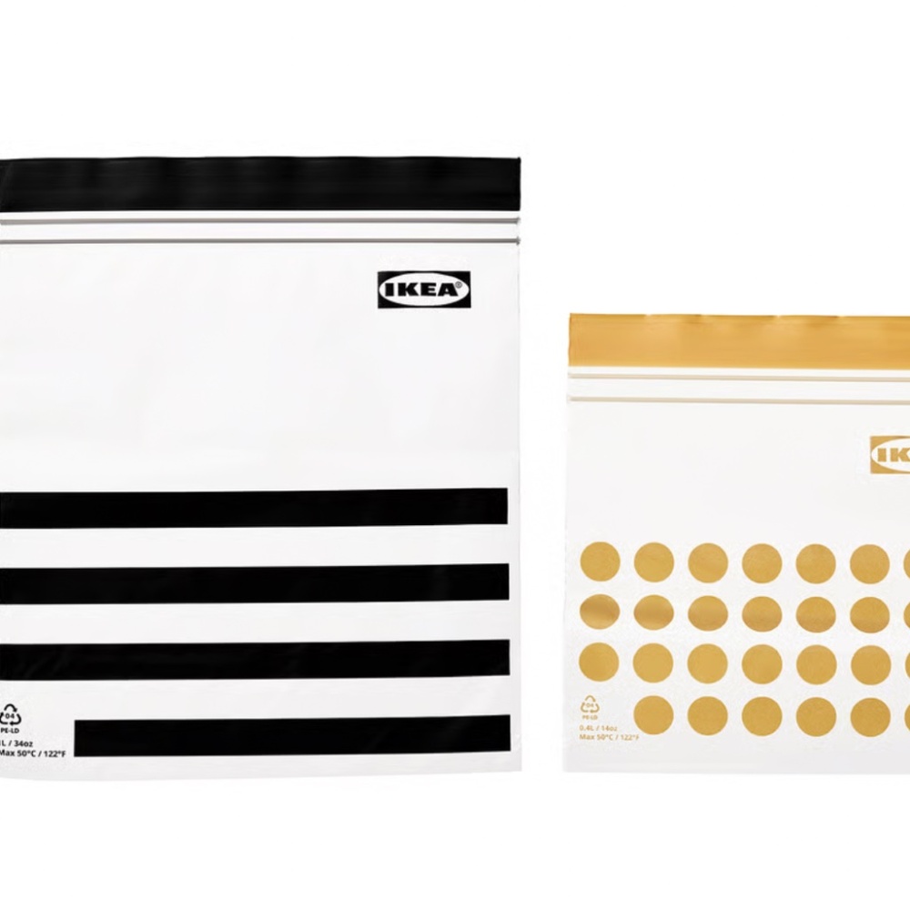 60 Pack - ISTAD Resealable Bags – Patterned Black/Yellow – 34 oz & 14 oz